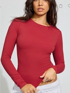 Garage Long-Sleeve Crewneck Top - Fuchsia Pink